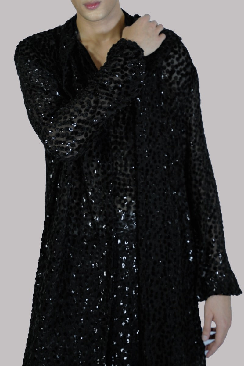 Black Silk Devore Lurex Metallic Set