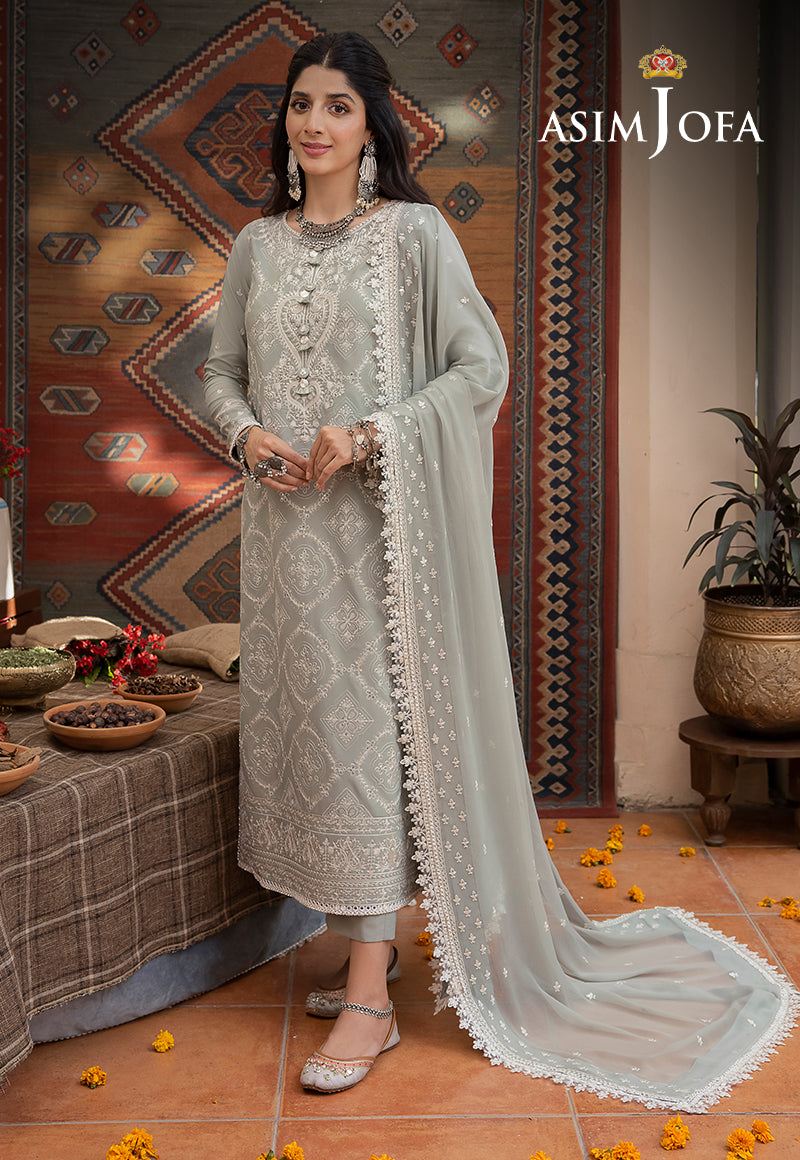 AJSWD-20 EMBROIDERED LAWN SILK SHIRT DUPATTA STITCHED 2 PCS