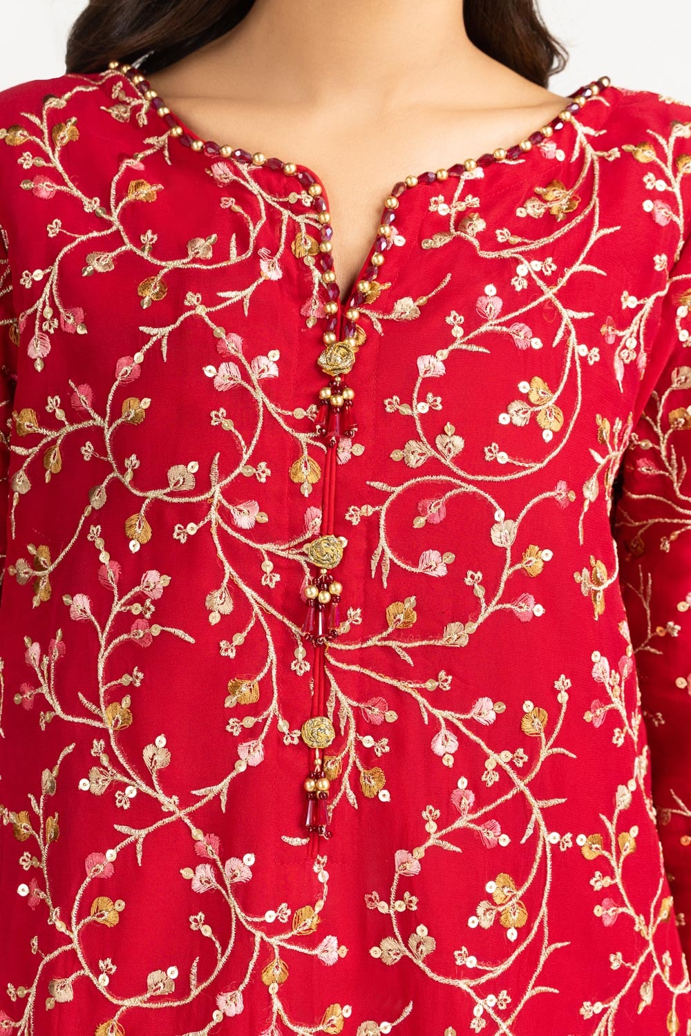 3Pc Chiffon Embroidered Suit