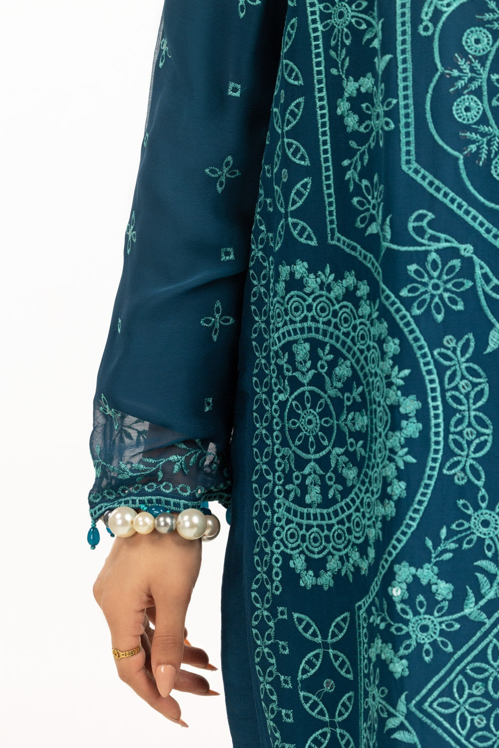 3PC Chiffon Embroidered Suit