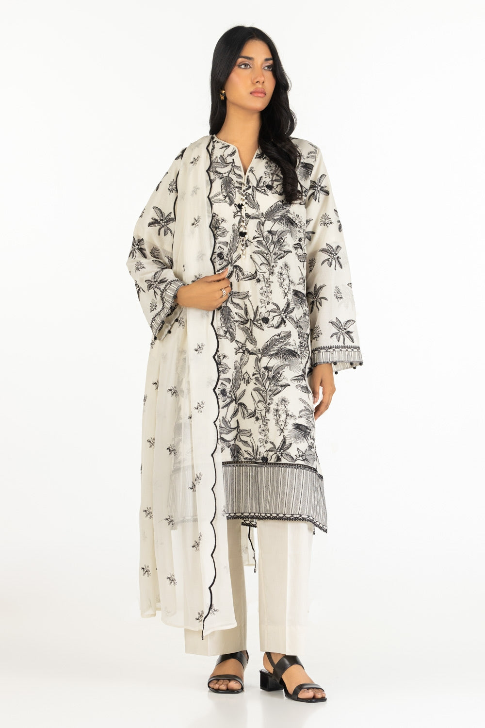 3Pc Dyed Embroidered Swiss Voile Suit Iustksd-596S