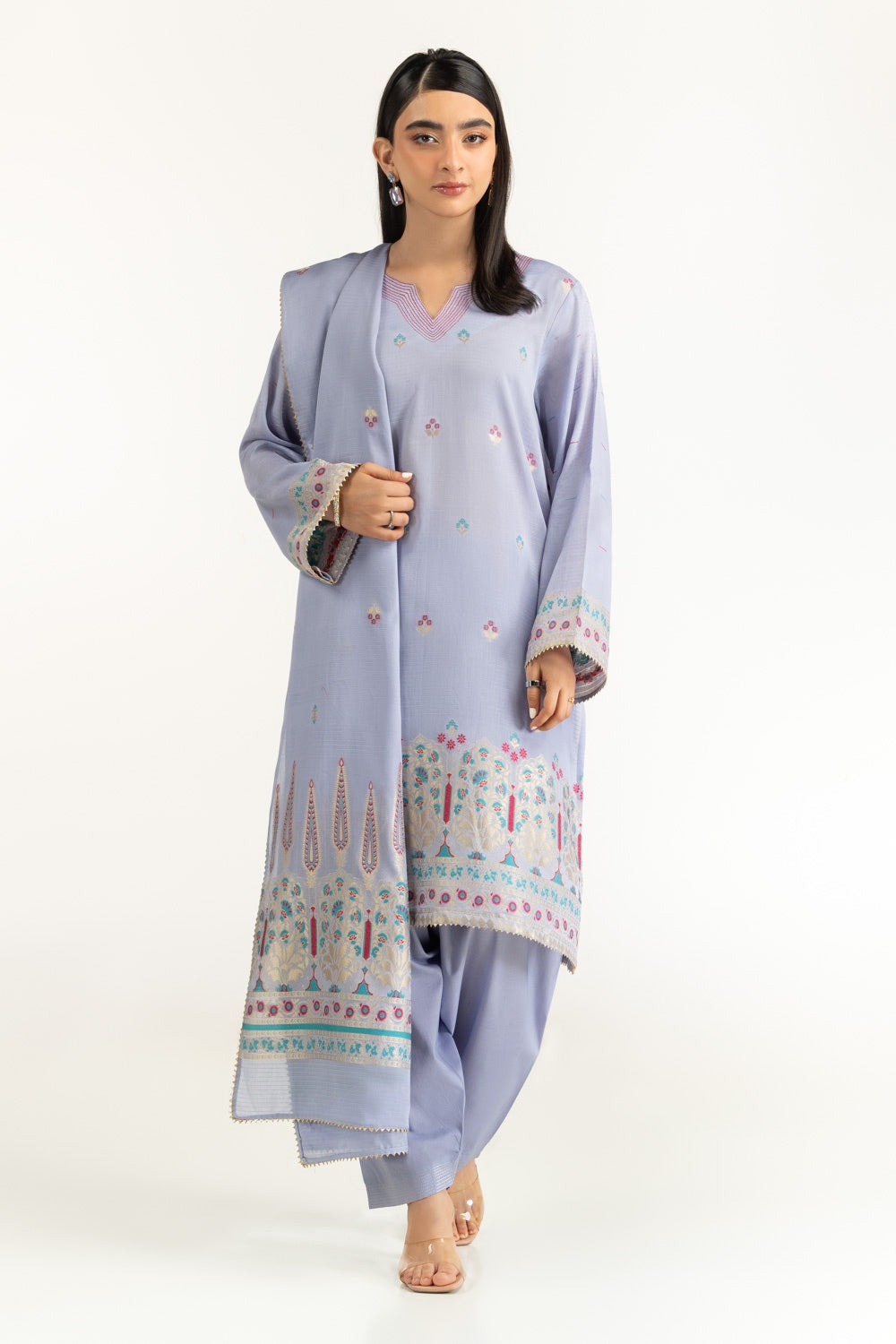 3Pc Dyed Jacquard Suit
