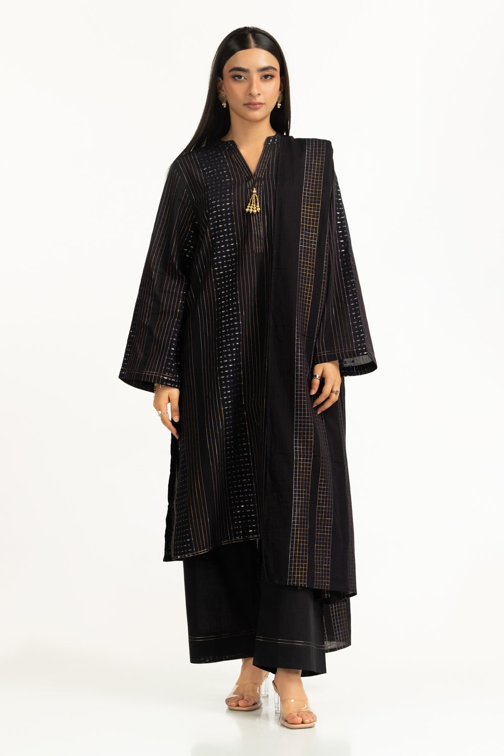3PC Jacquard Embroidered Suit