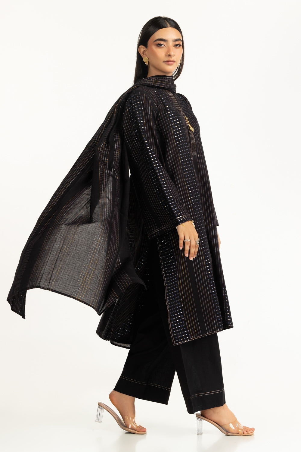 3Pc Jacquard Embroidered Suit