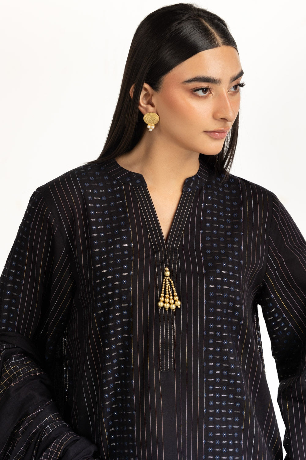 3Pc Jacquard Embroidered Suit