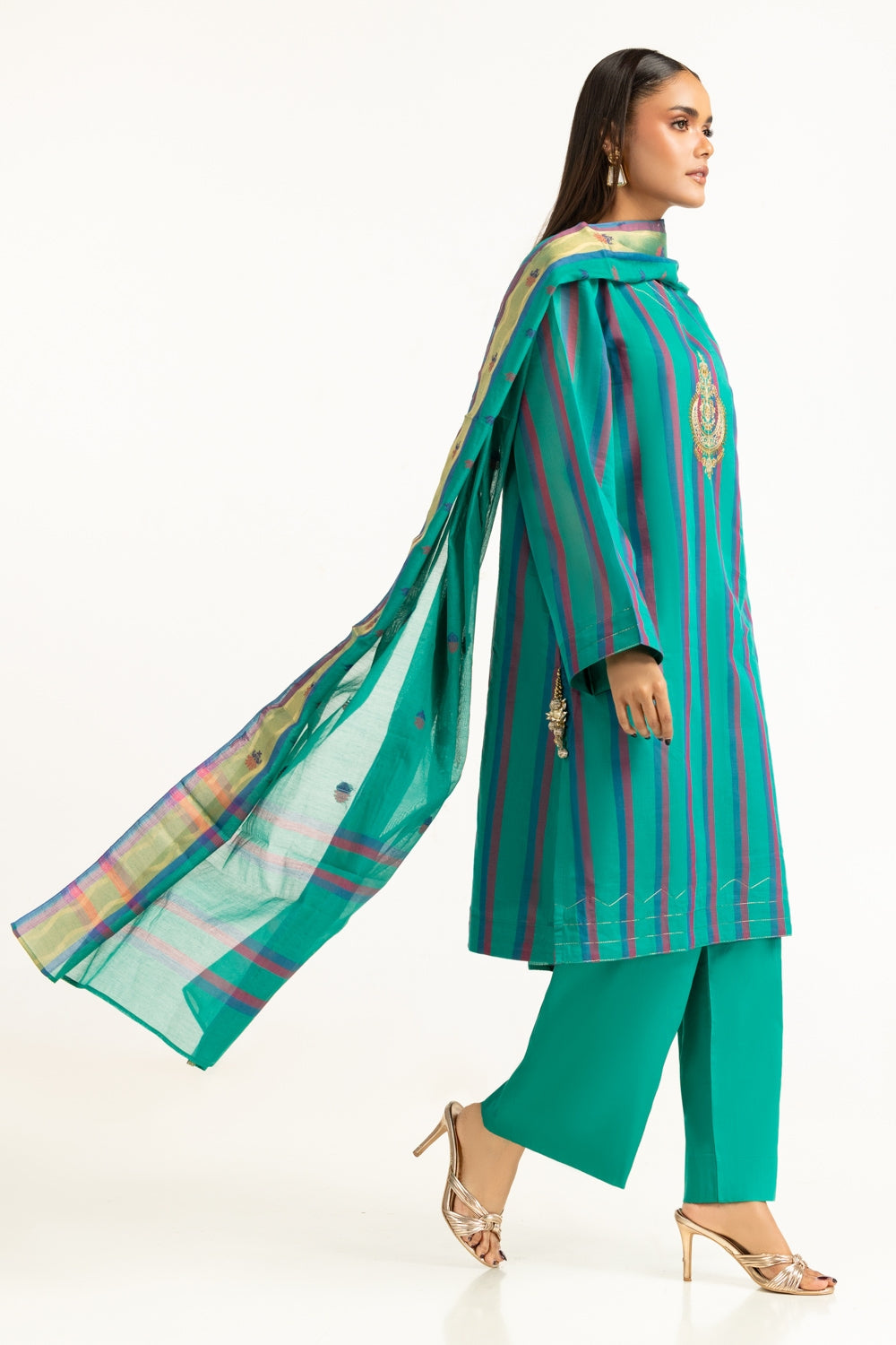 3PC Jacquard Embroidered Suit