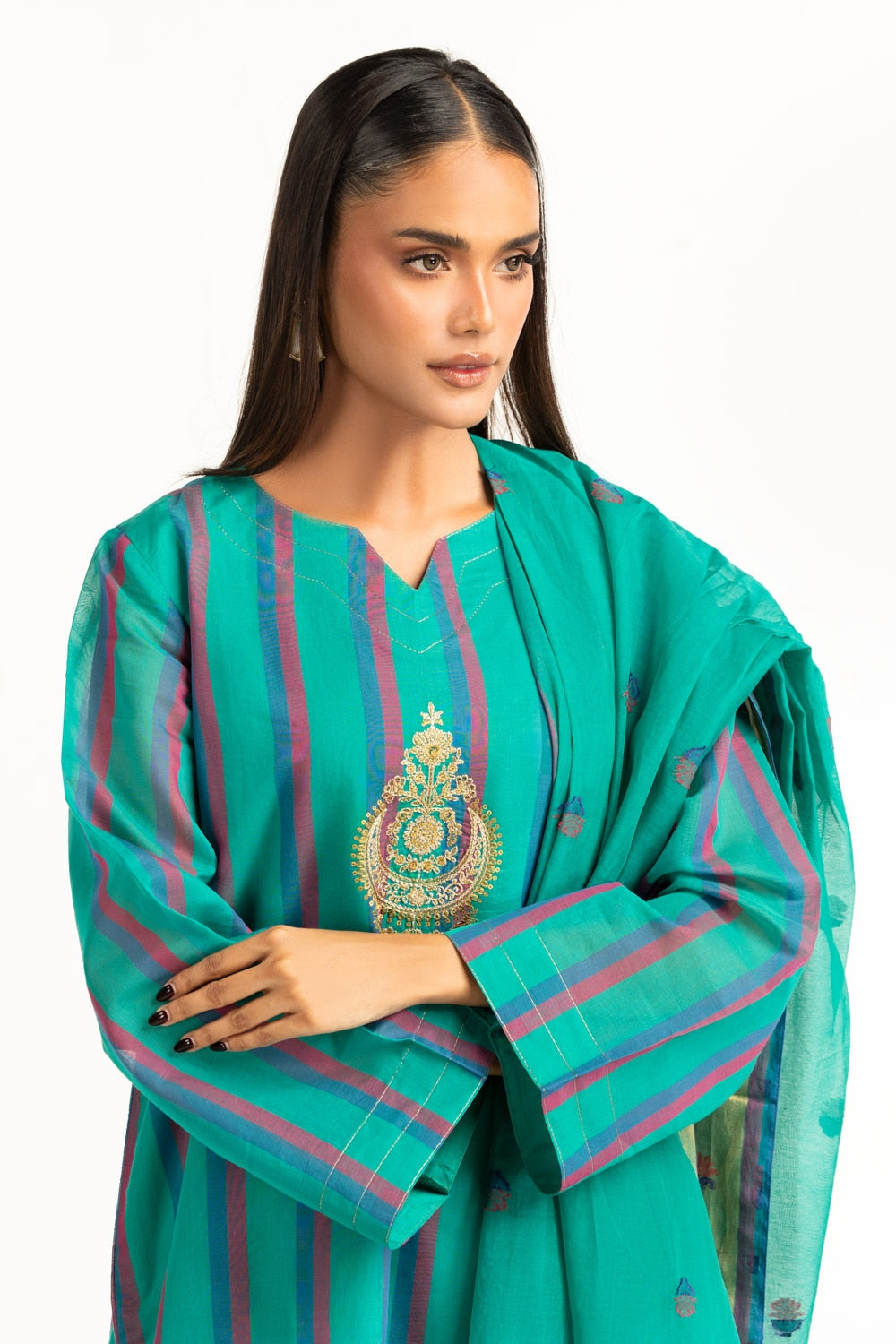 3PC Jacquard Embroidered Suit