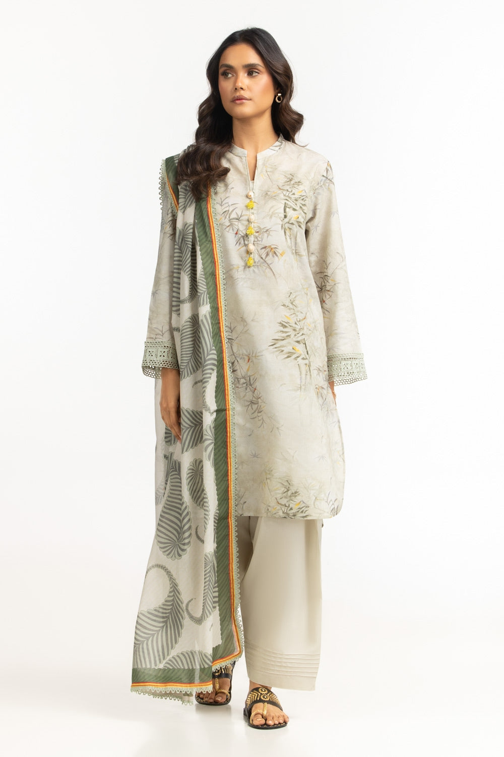 3Pc Jacquard Printed Suit