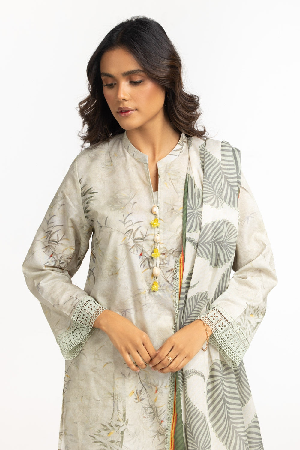 3Pc Jacquard Printed Suit