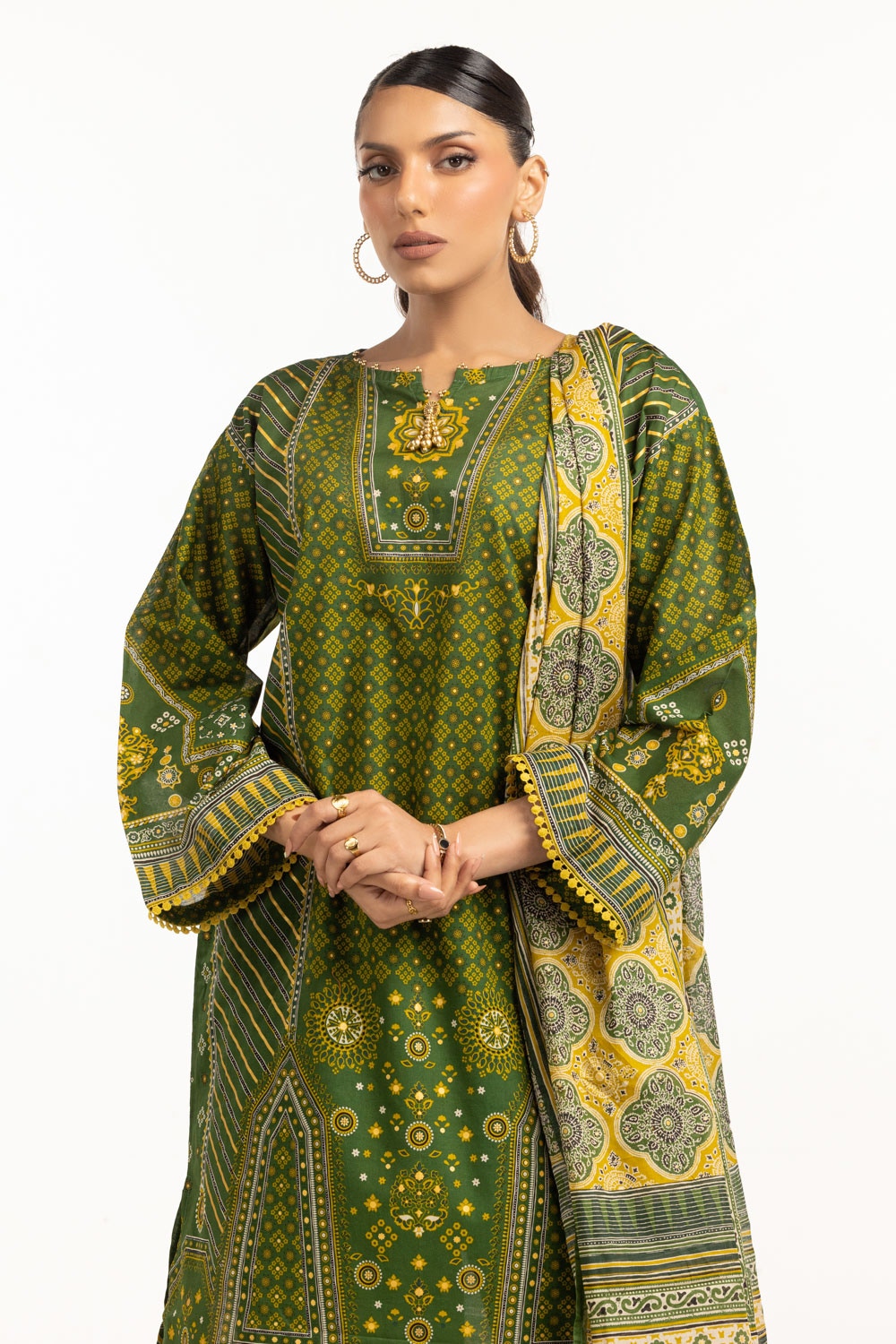 3PC Lawn Gold Printed Suit