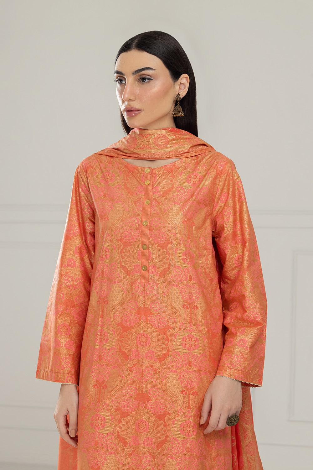 3Pc Lawn Lacquer Printed Suit