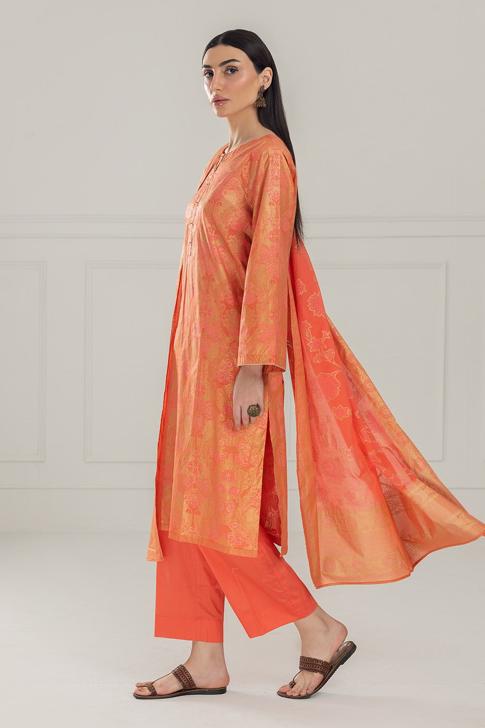 3Pc Lawn Lacquer Printed Suit