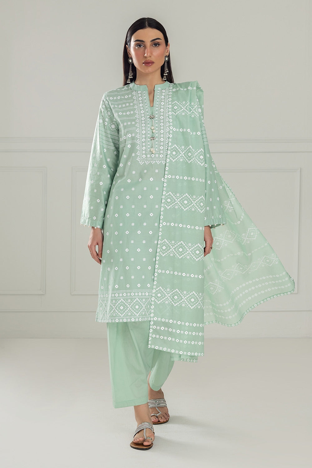 3PC Lawn Lacquer Printed Suit