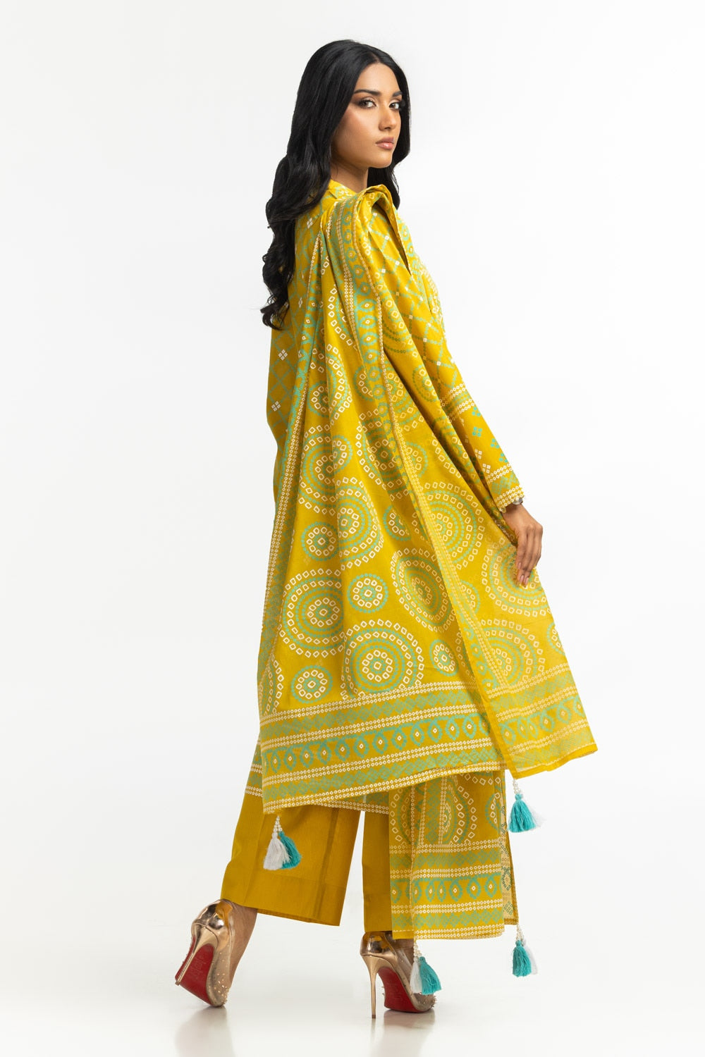 3Pc Lawn Lacquer Printed Suit