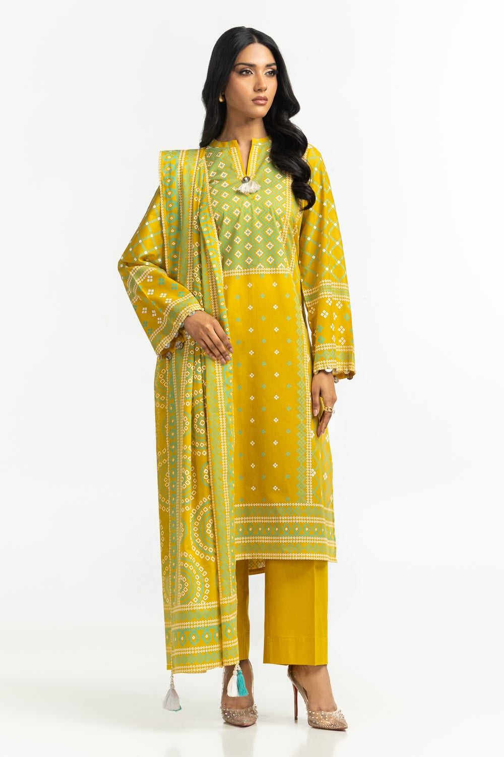 3Pc Lawn Lacquer Printed Suit