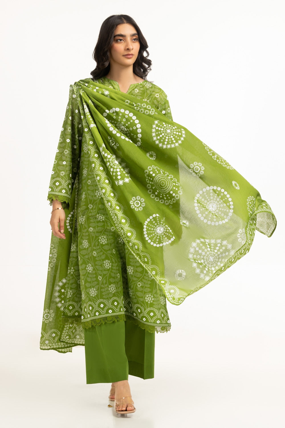 3Pc Lawn Lacquer Printed Suit