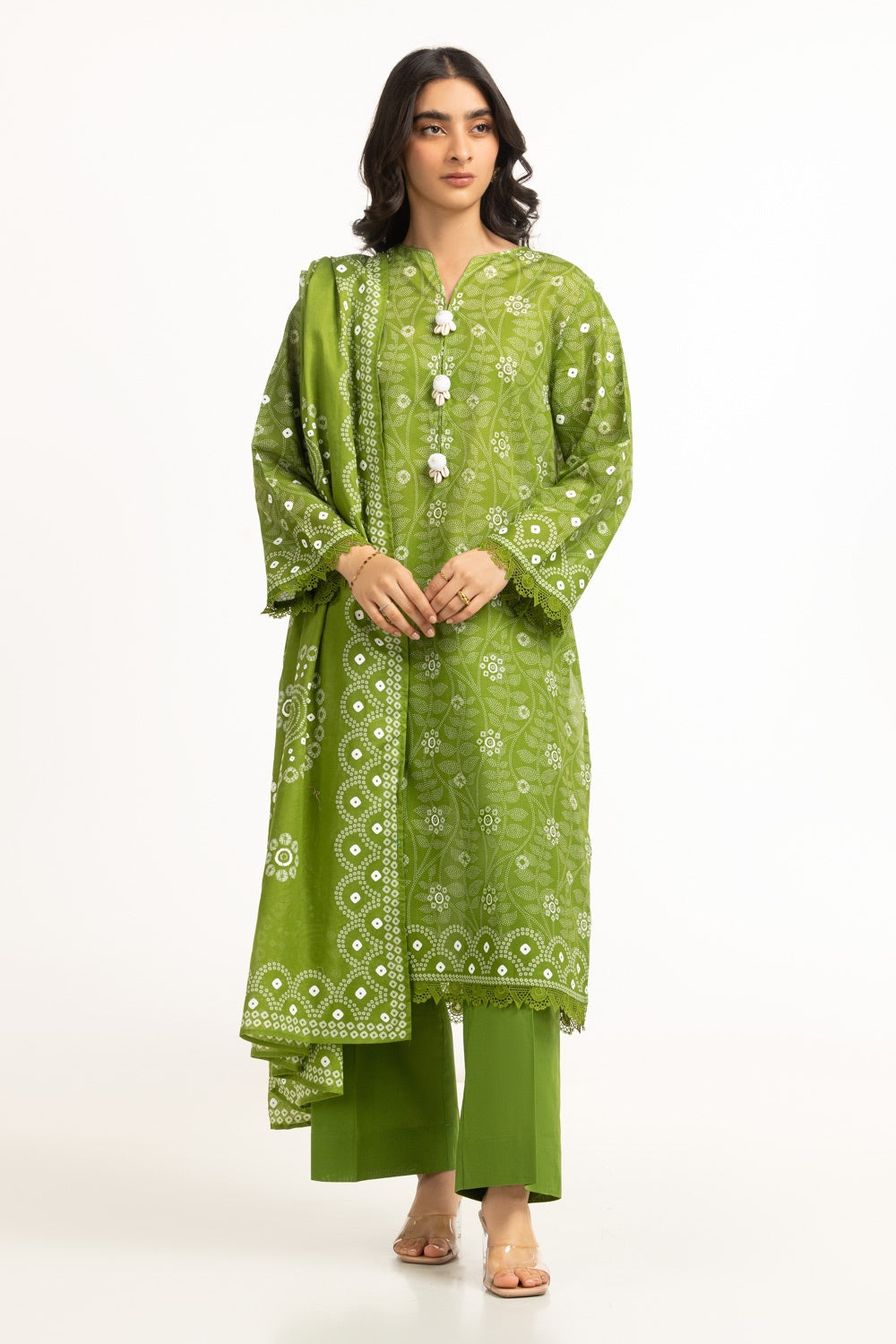 3Pc Lawn Lacquer Printed Suit