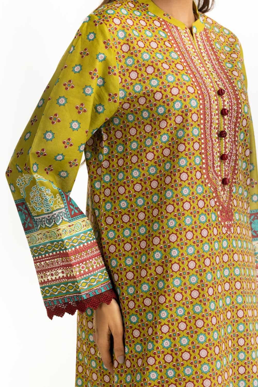 3PC Lawn Printed Suit With Embroidered