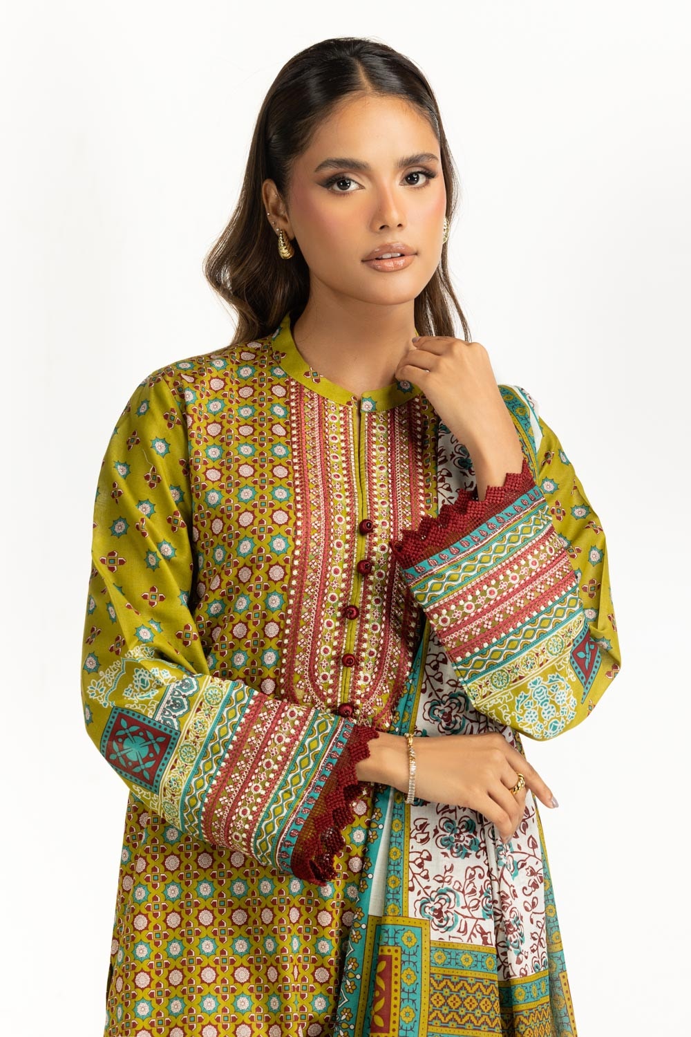3PC Lawn Printed Suit With Embroidered