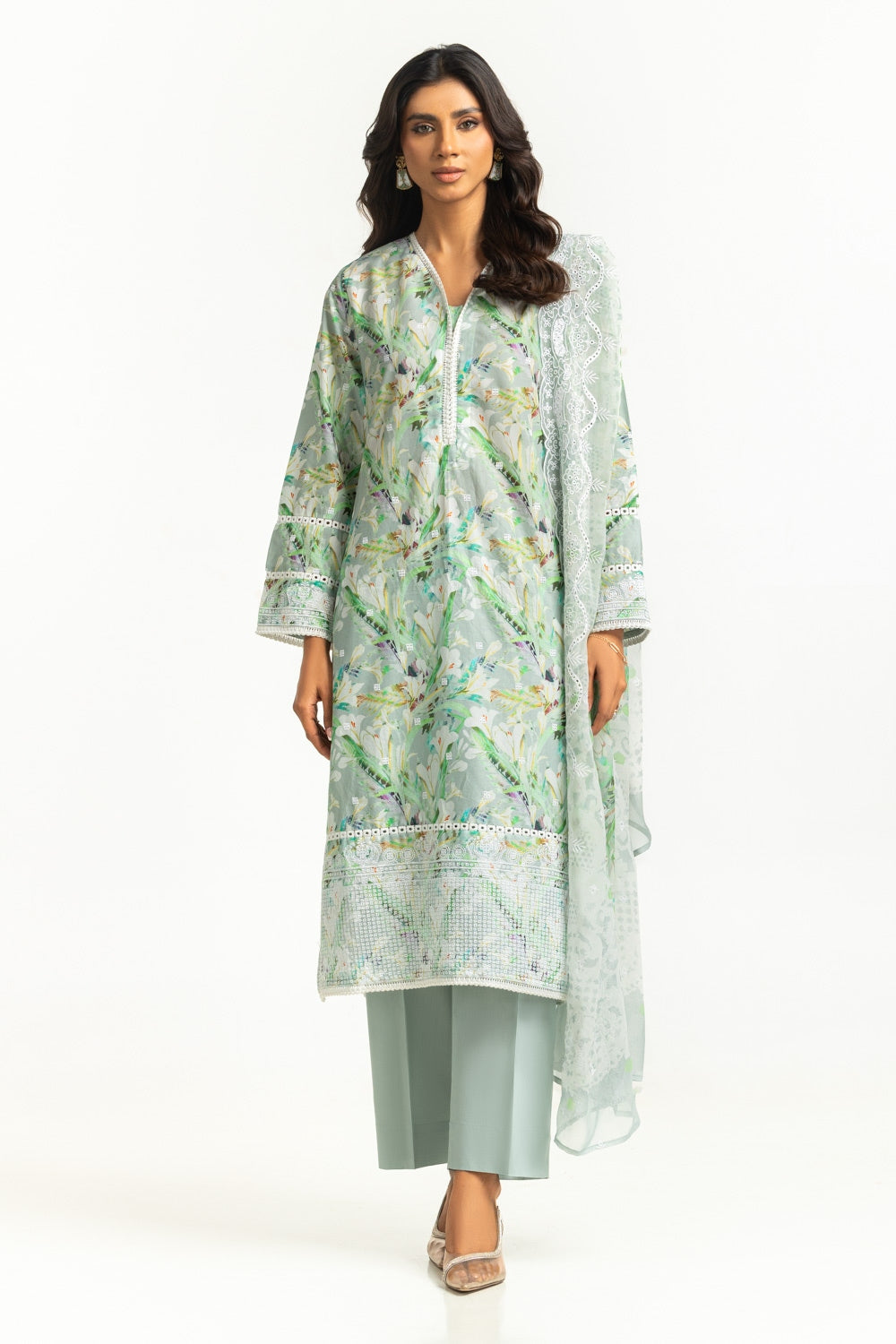 3PC Lawn Printed Suit with Embroidered