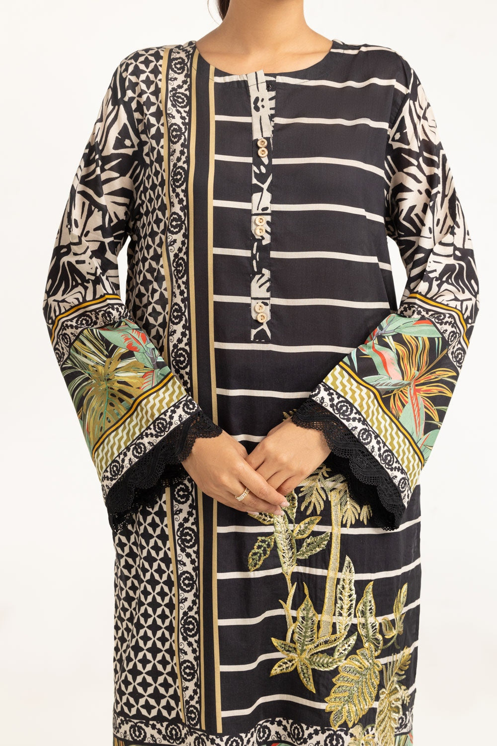 3PC Lawn Printed Suit With Embroidered