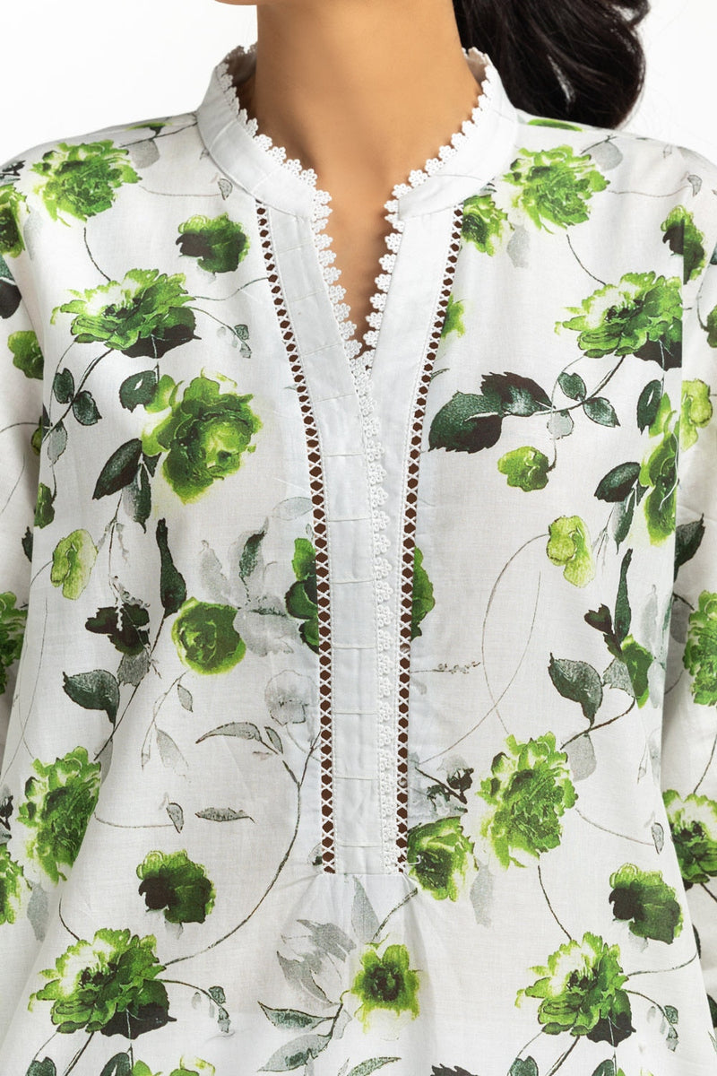 3Pc Lawn Printed Suit With Schiffli Embroidered