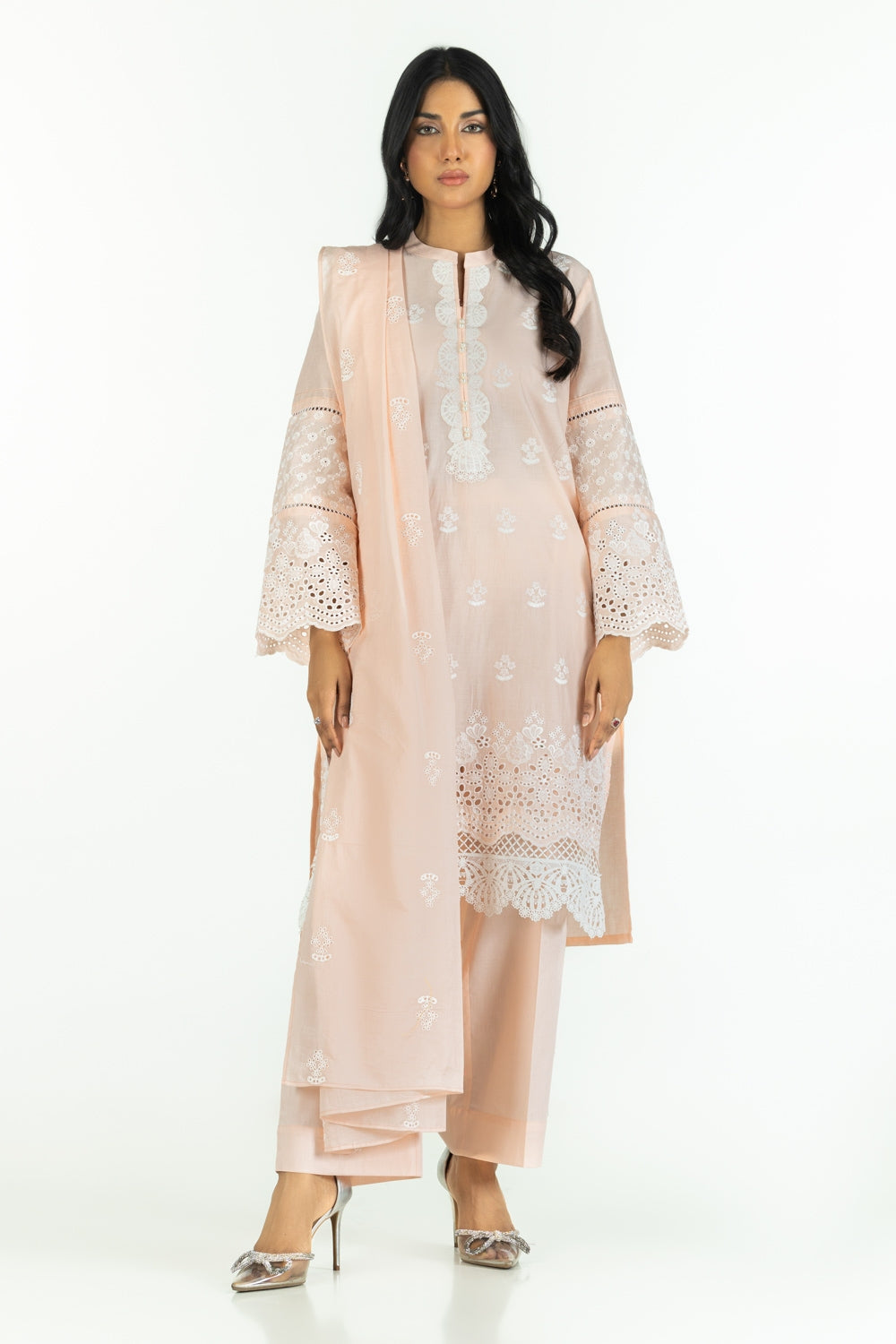 3Pc Lawn Schiffli Embroidered Suit
