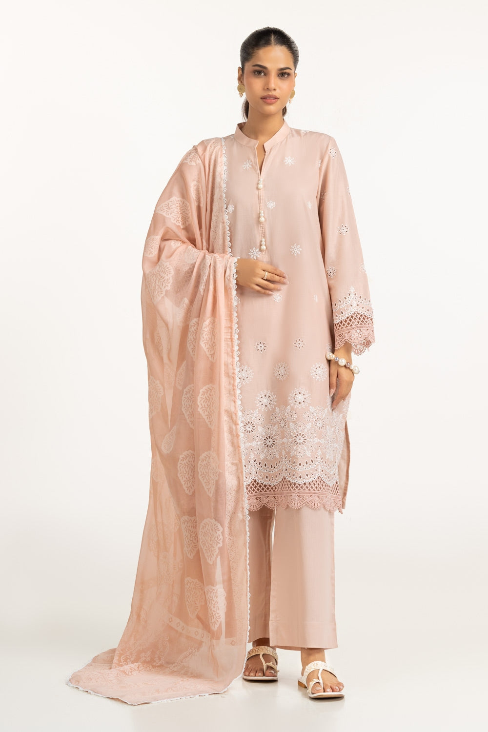 3PC Lawn Schiffli Embroidered Suit