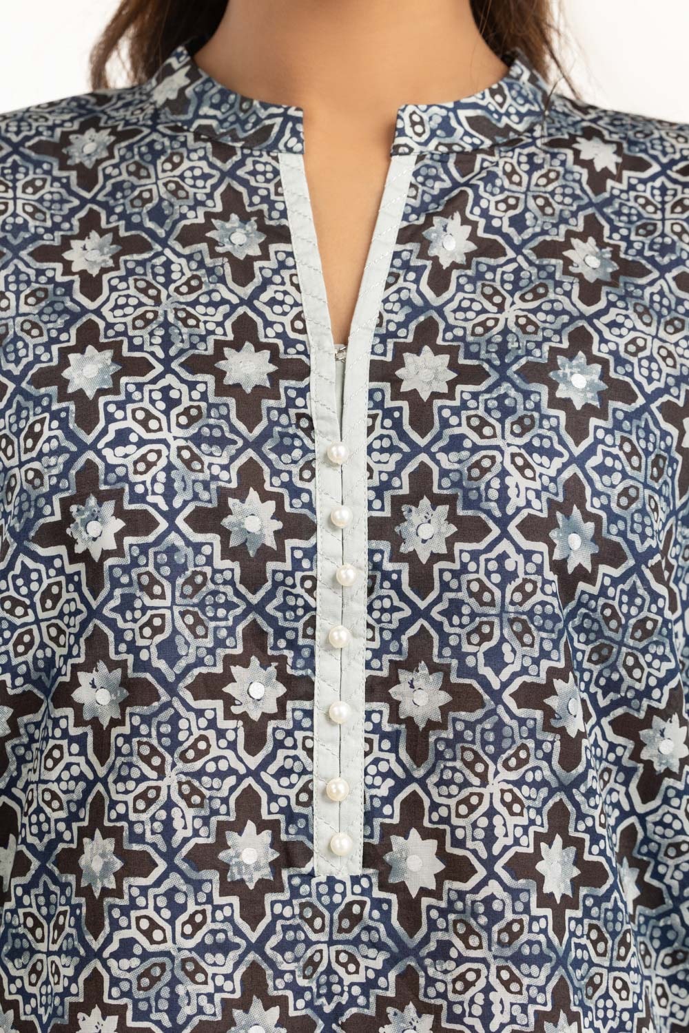 3Pc Lawn Silver Printed Suit