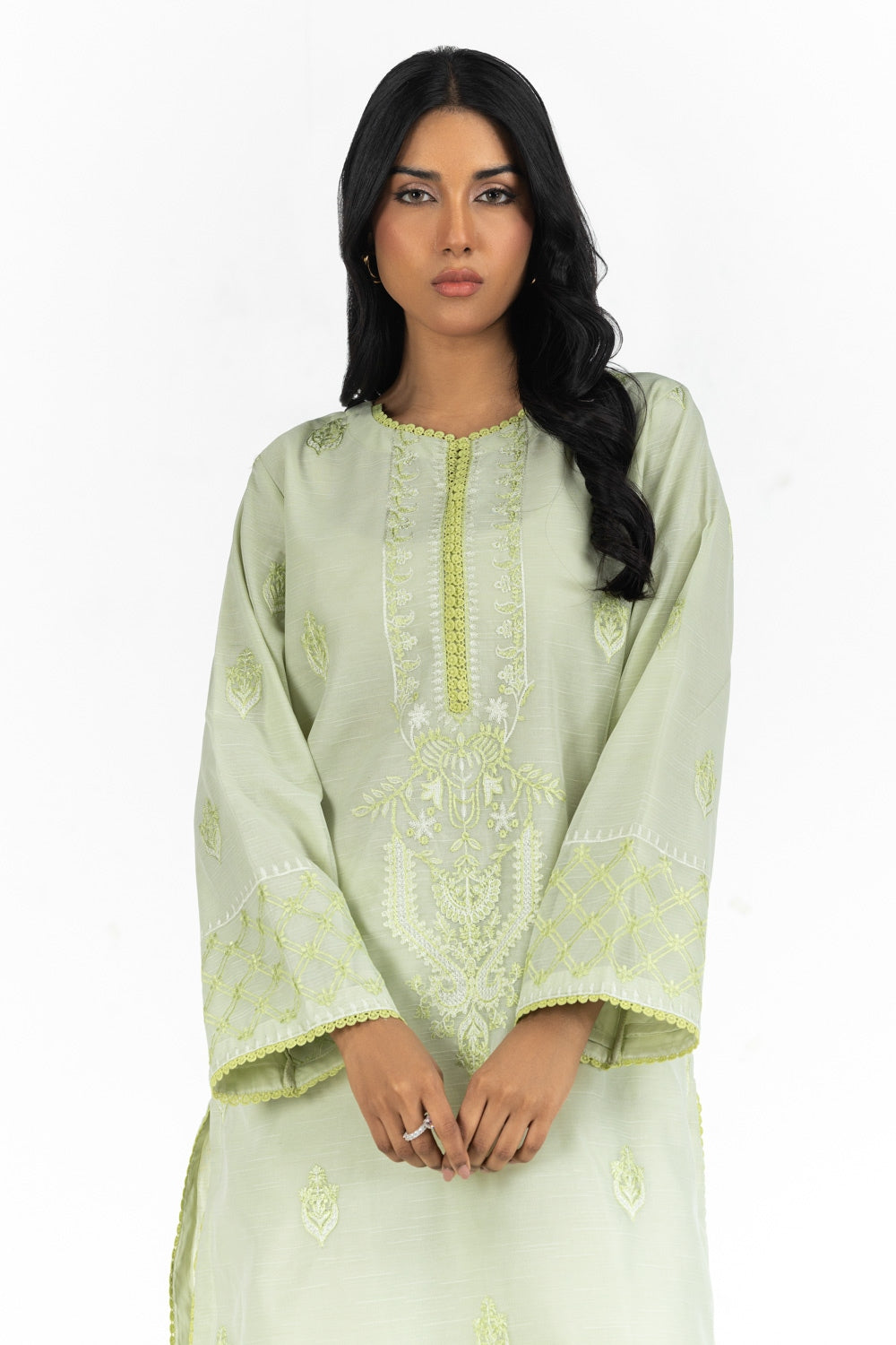 3Pc Paper-Cotton Embroidered Suit