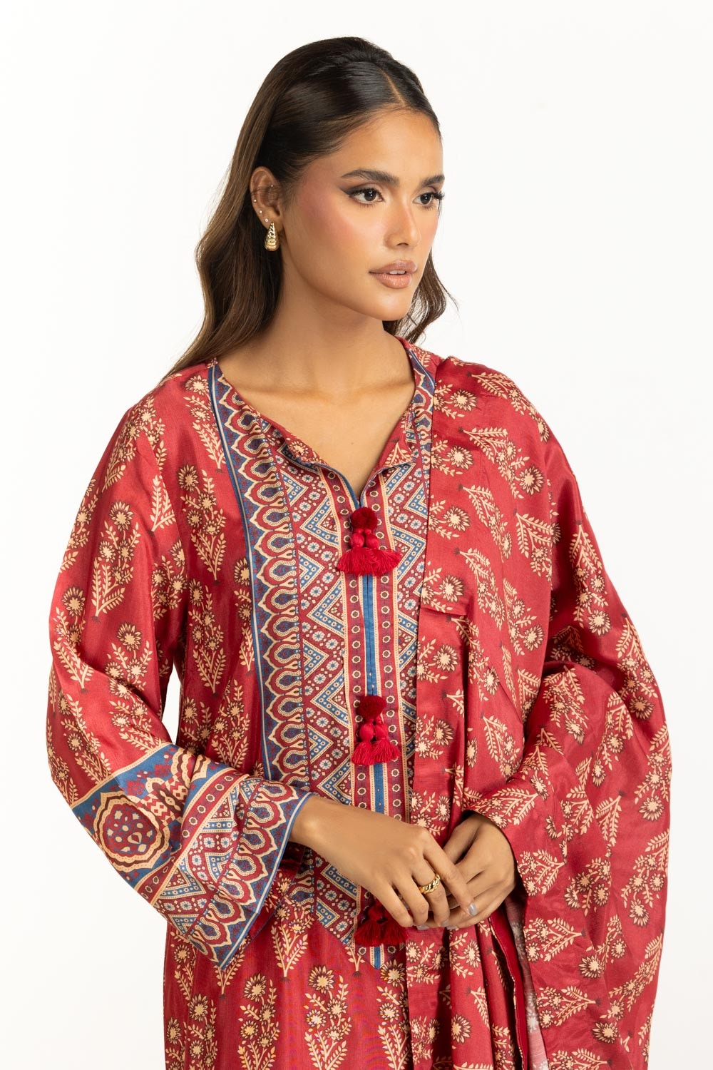 3PC Printed Rawsilk Suit