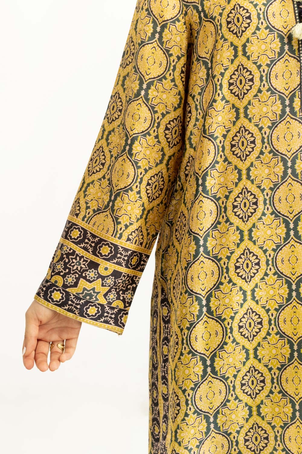 3Pc Raw-Silk Printed Suit