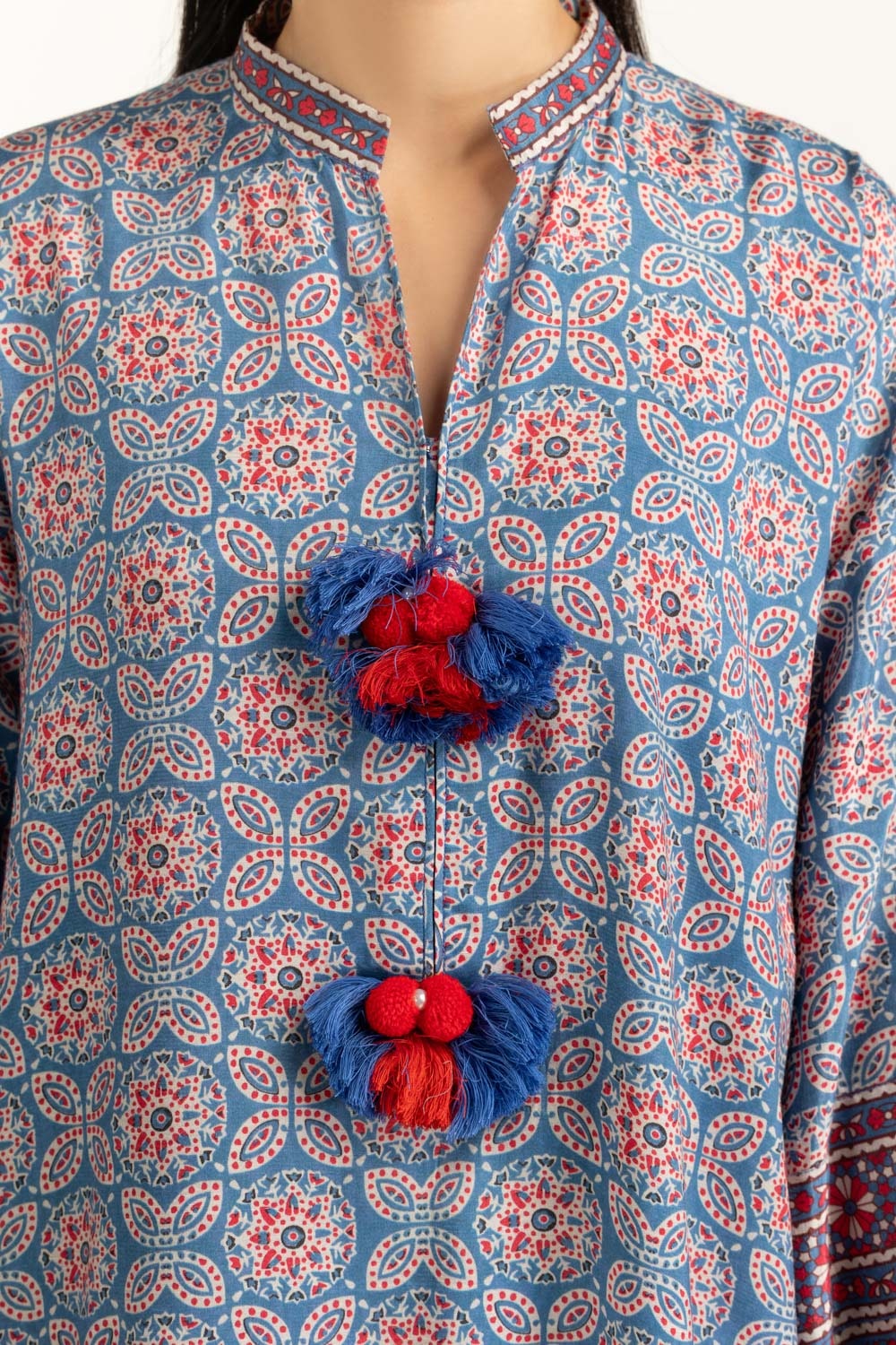 3PC raw-silk Printed Suit
