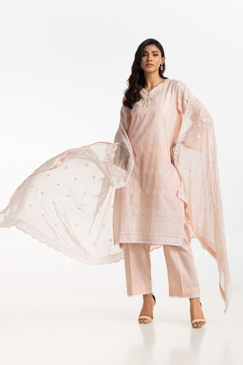 3Pc Lawn Schiffli Embroidered Suit