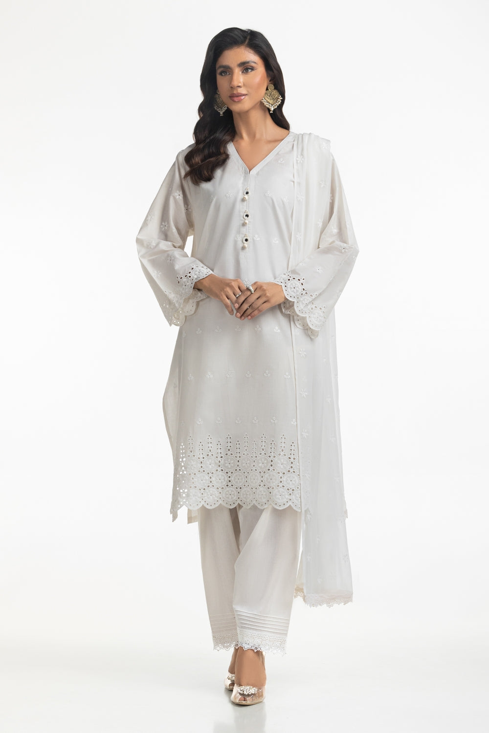 3PC Lawn Schiffli Embroidered Suit