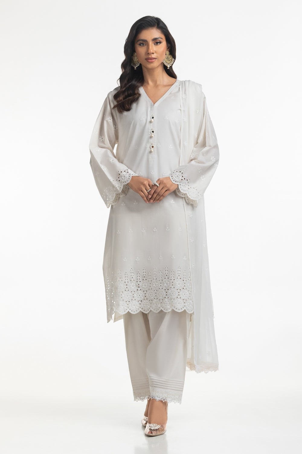 3PC Lawn Schiffli Embroidered Suit