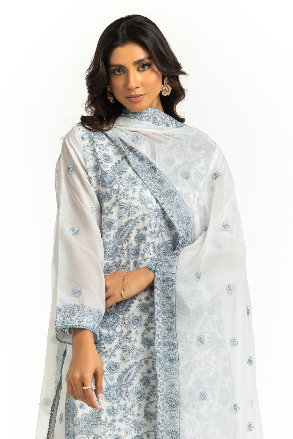 3PC Swiss Voile Embroidered Suit