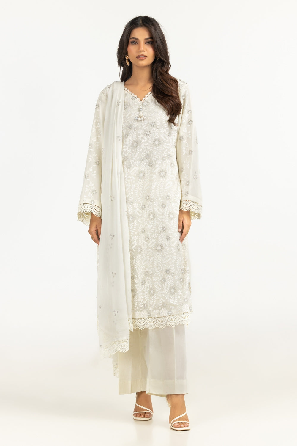 3PC Swiss Voile Embroidered Suit