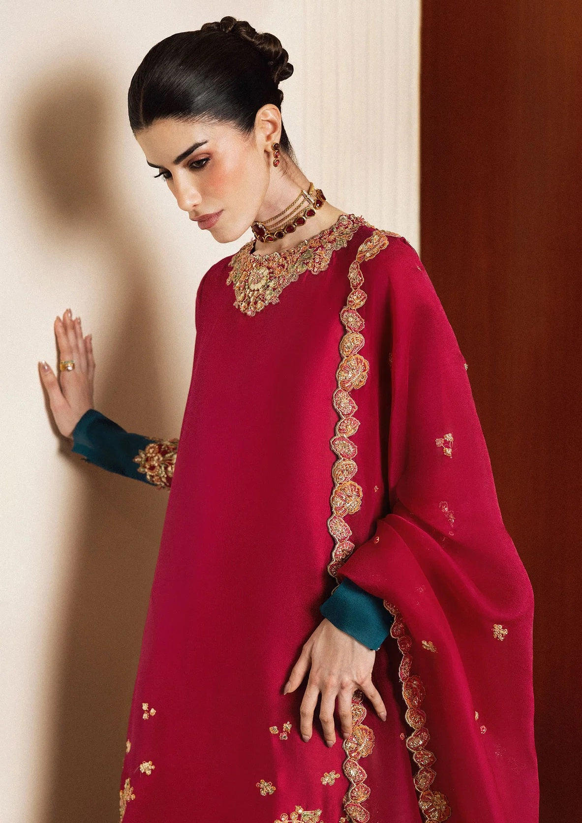 Hussain Rehar Luniere Luxury Raw Silk Embroidered 3Pc Unstitched Suit PA-141