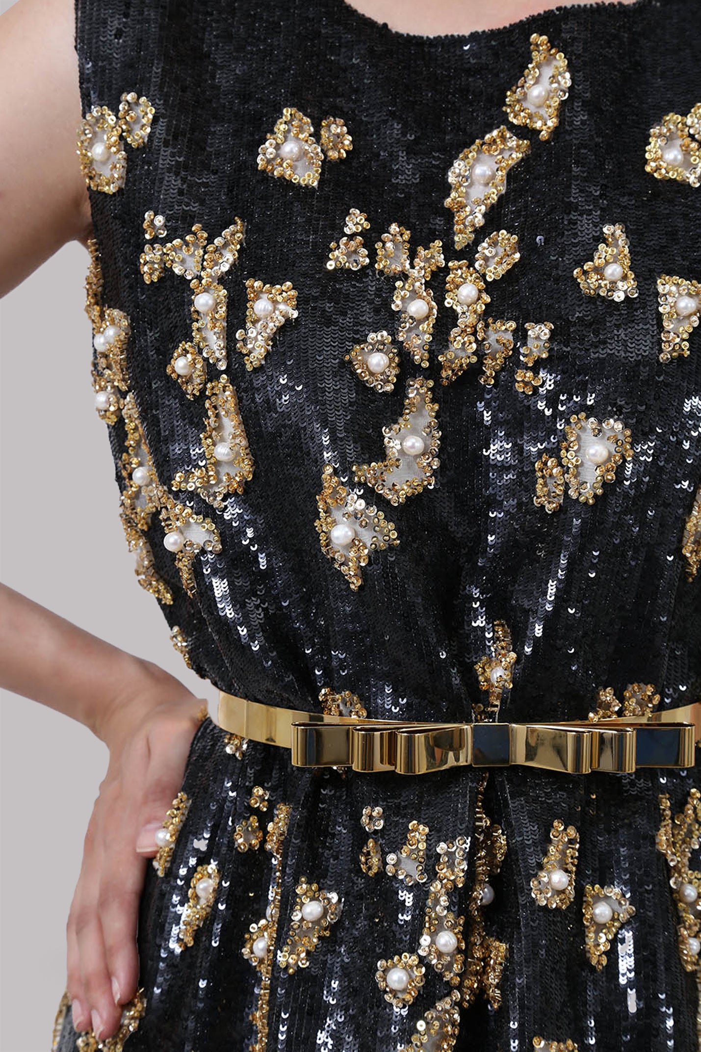 Black Embellished Tunic and Brocade Gharara Set