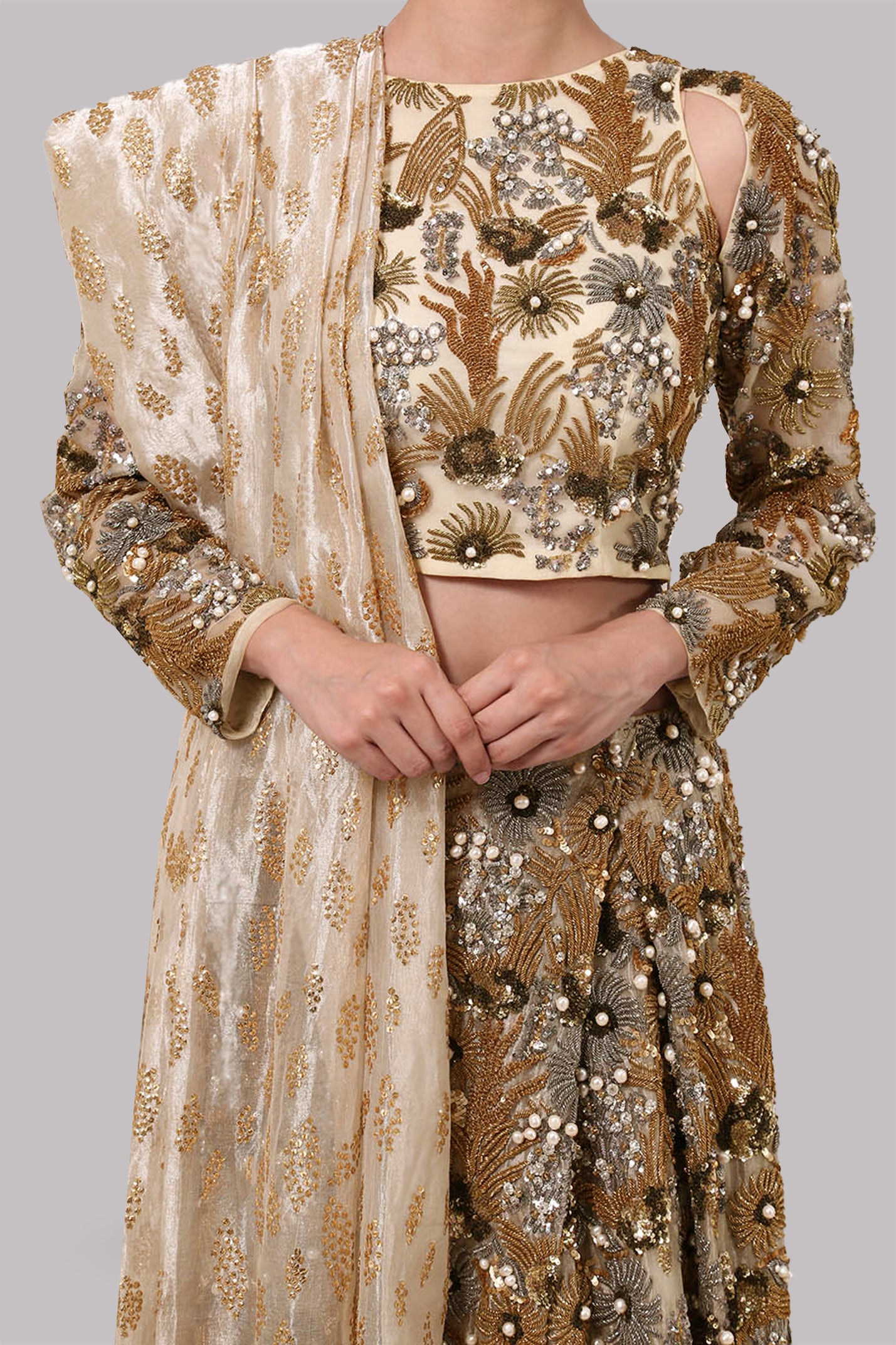 Gold Embellished Lehenga Choli Set