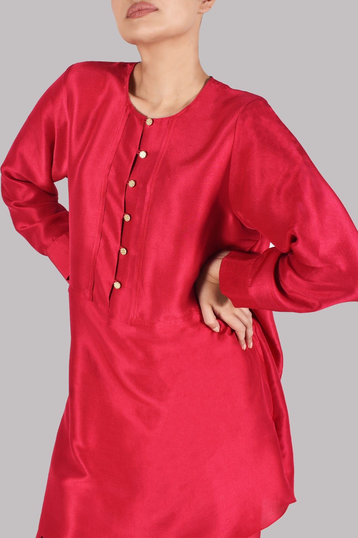 Tango Red Raw Silk Set