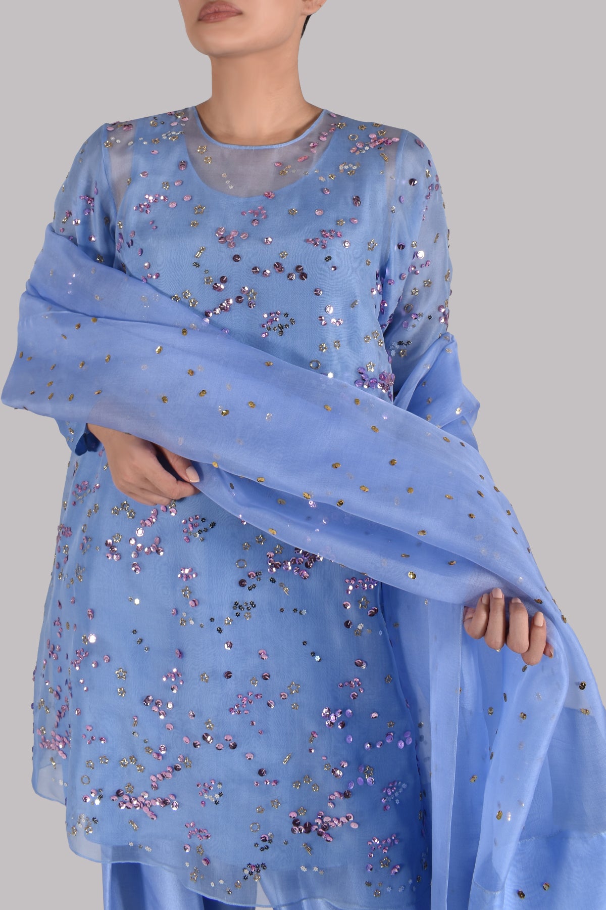 Forever Blue Embellished Organza Set