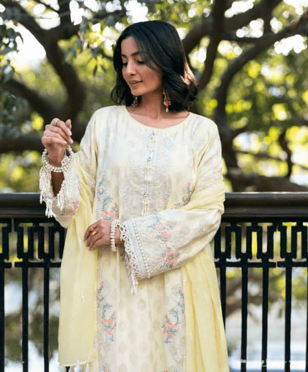 Basant Unstitched Embroidered Suit (3-Piece)