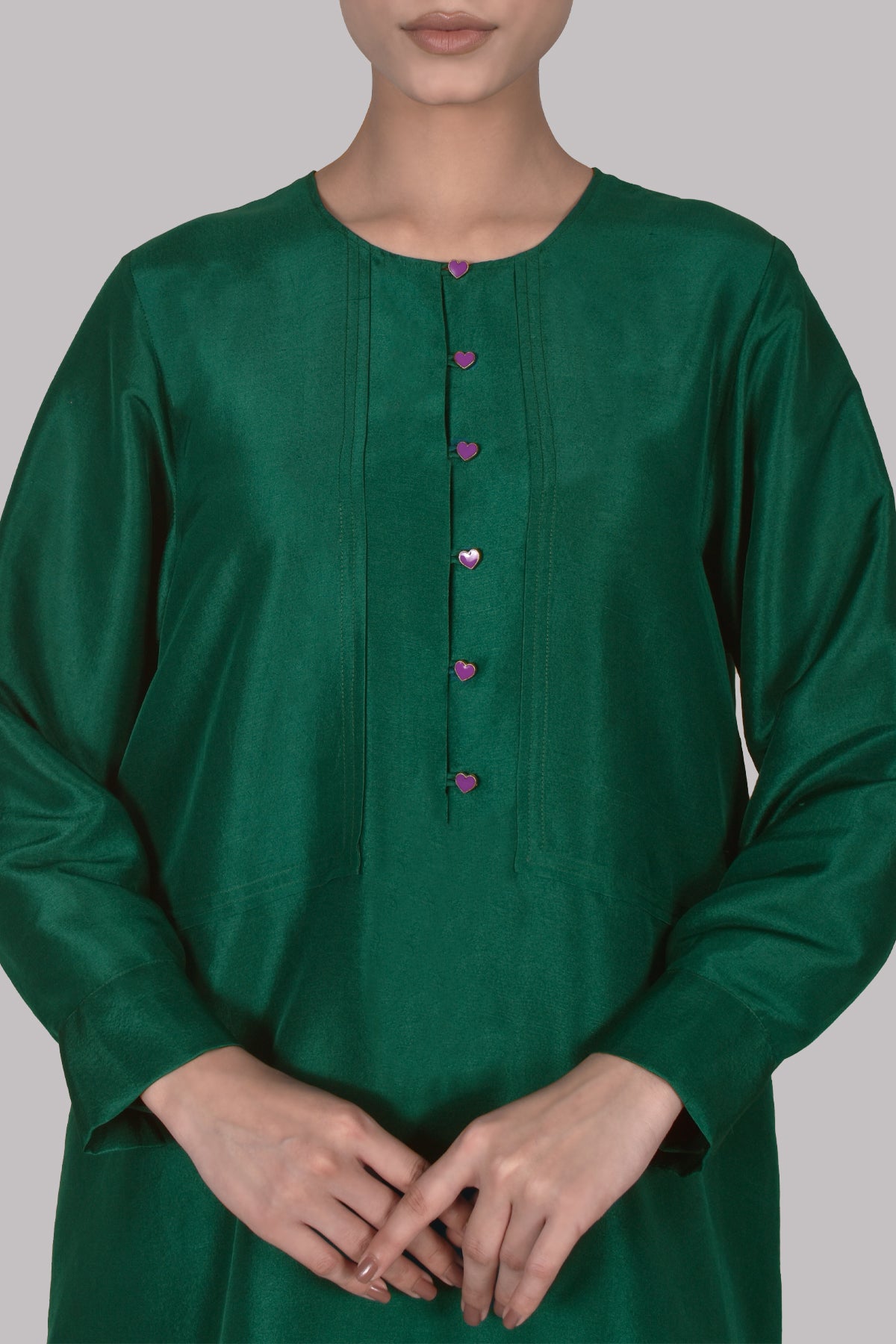 Galapogas Green Raw Silk Tunic Set