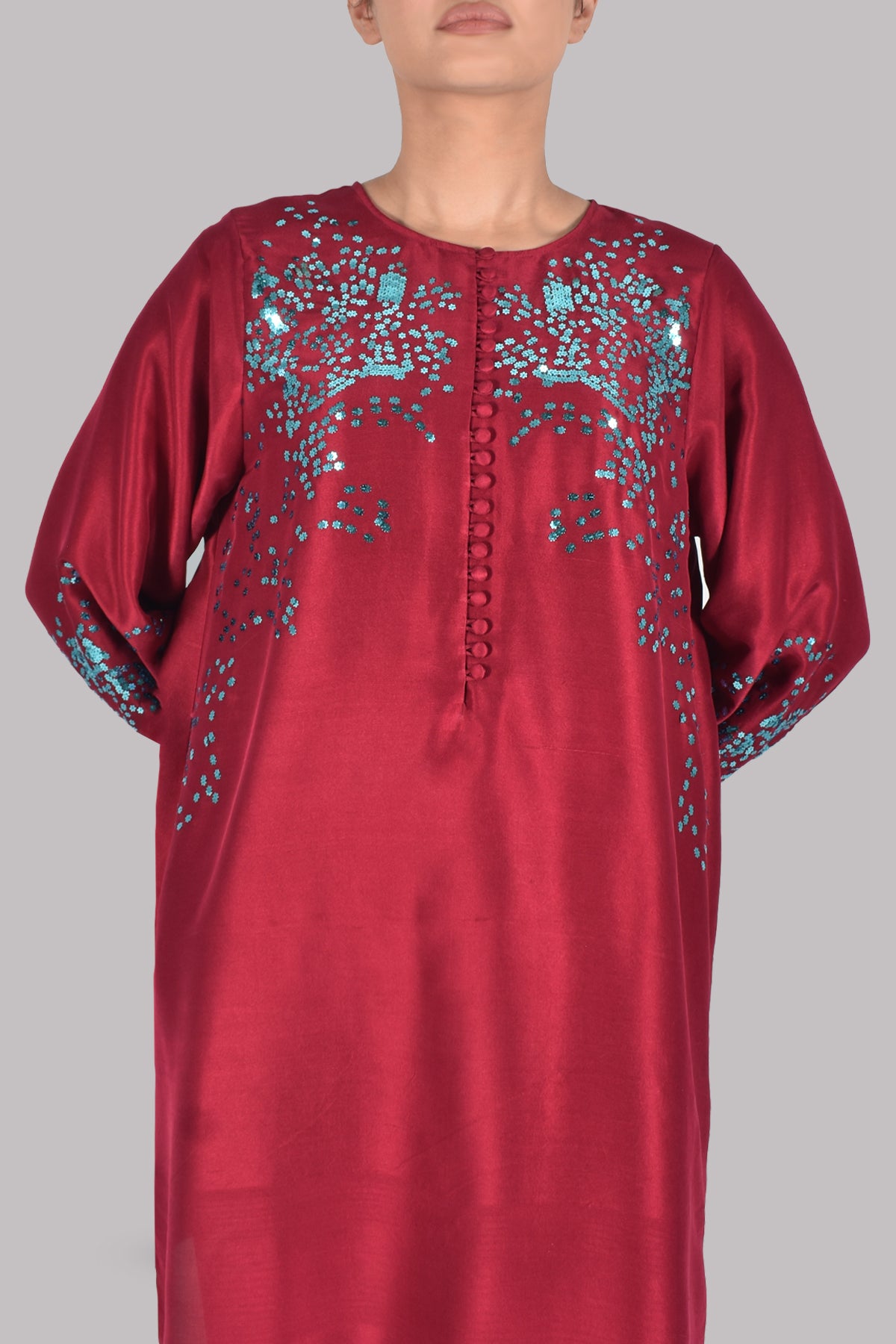 Chilli Pepper Embellished Raw Silk Set