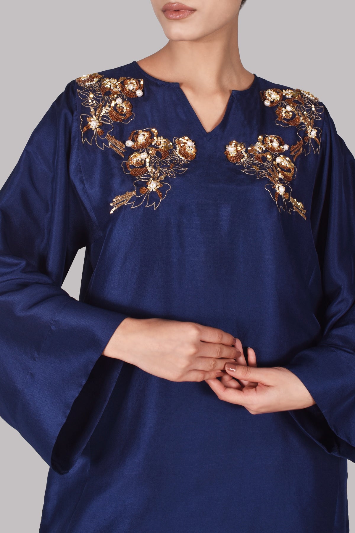 Black Iris Embellished Raw Silk Set