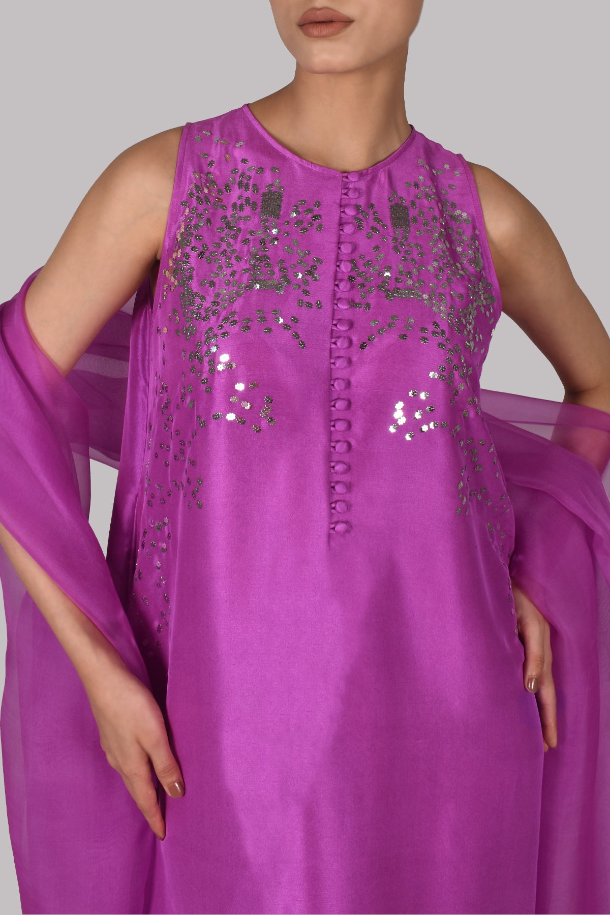 Byzantium Embellished Raw Silk Maxi