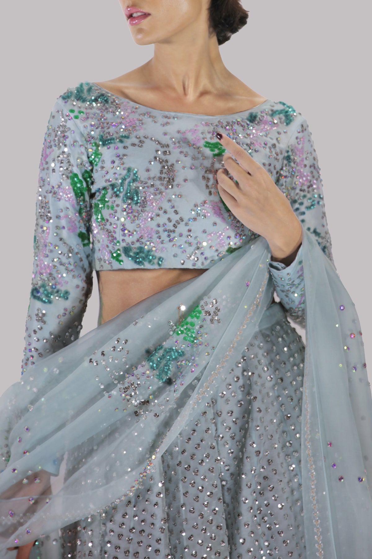 Aquamarine Embellished Lehenga Choli Set
