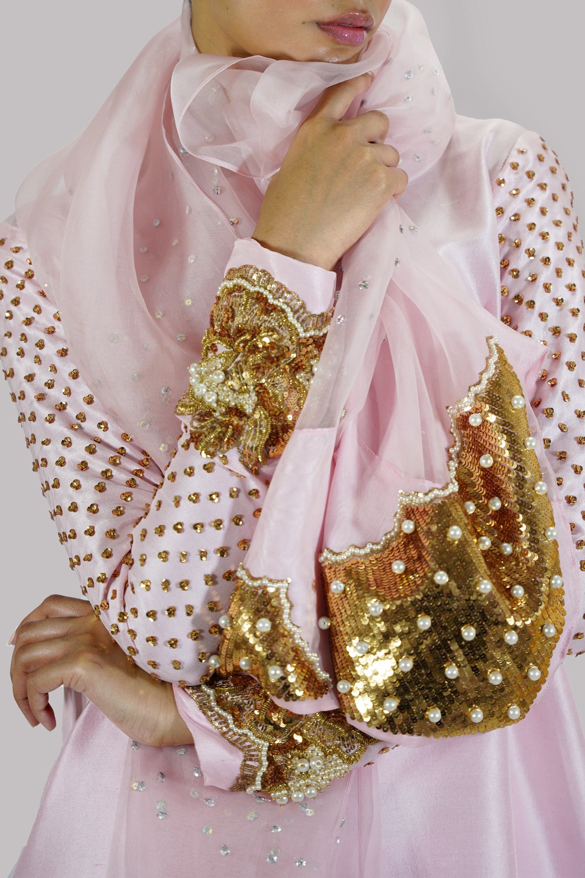 Rose Shadow Embellished Raw Silk Set